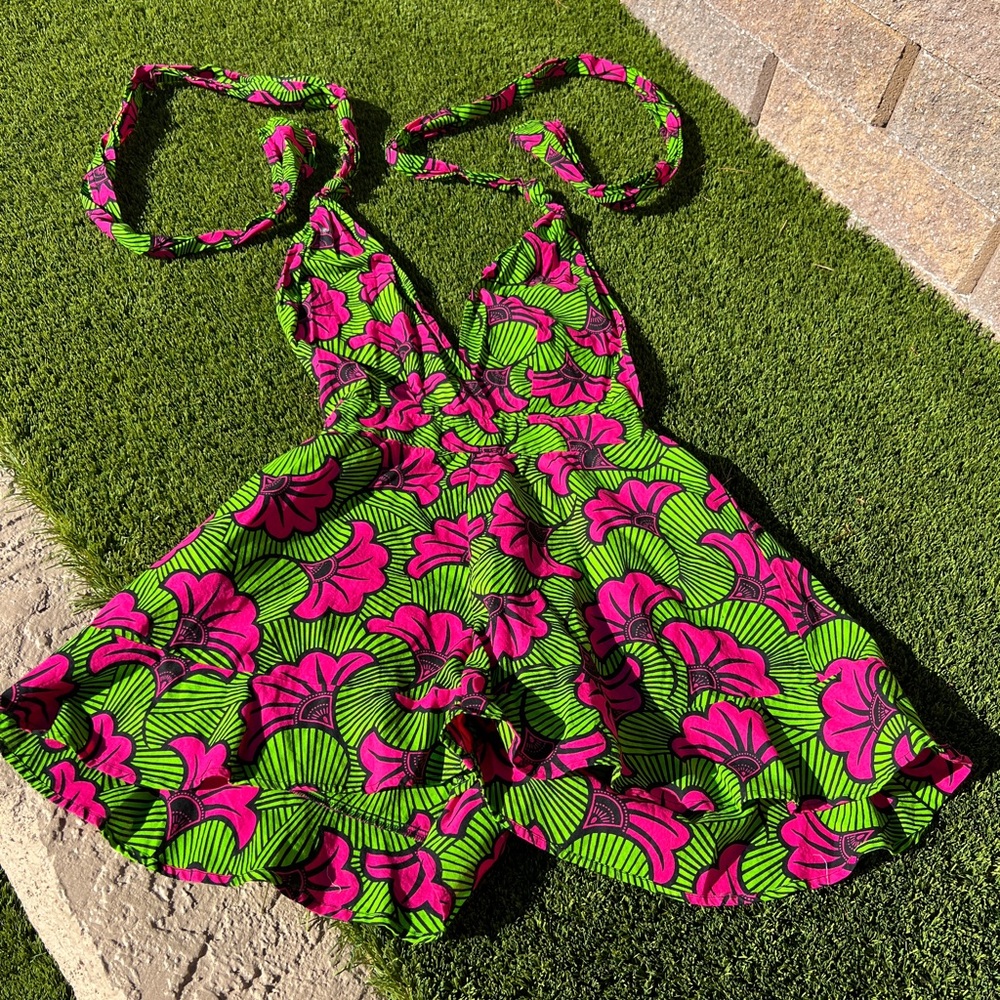 Vibrant Pink and Green Romper